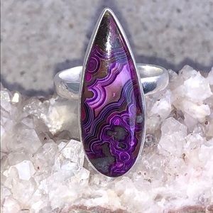 Purple Agate Teardrop Ring